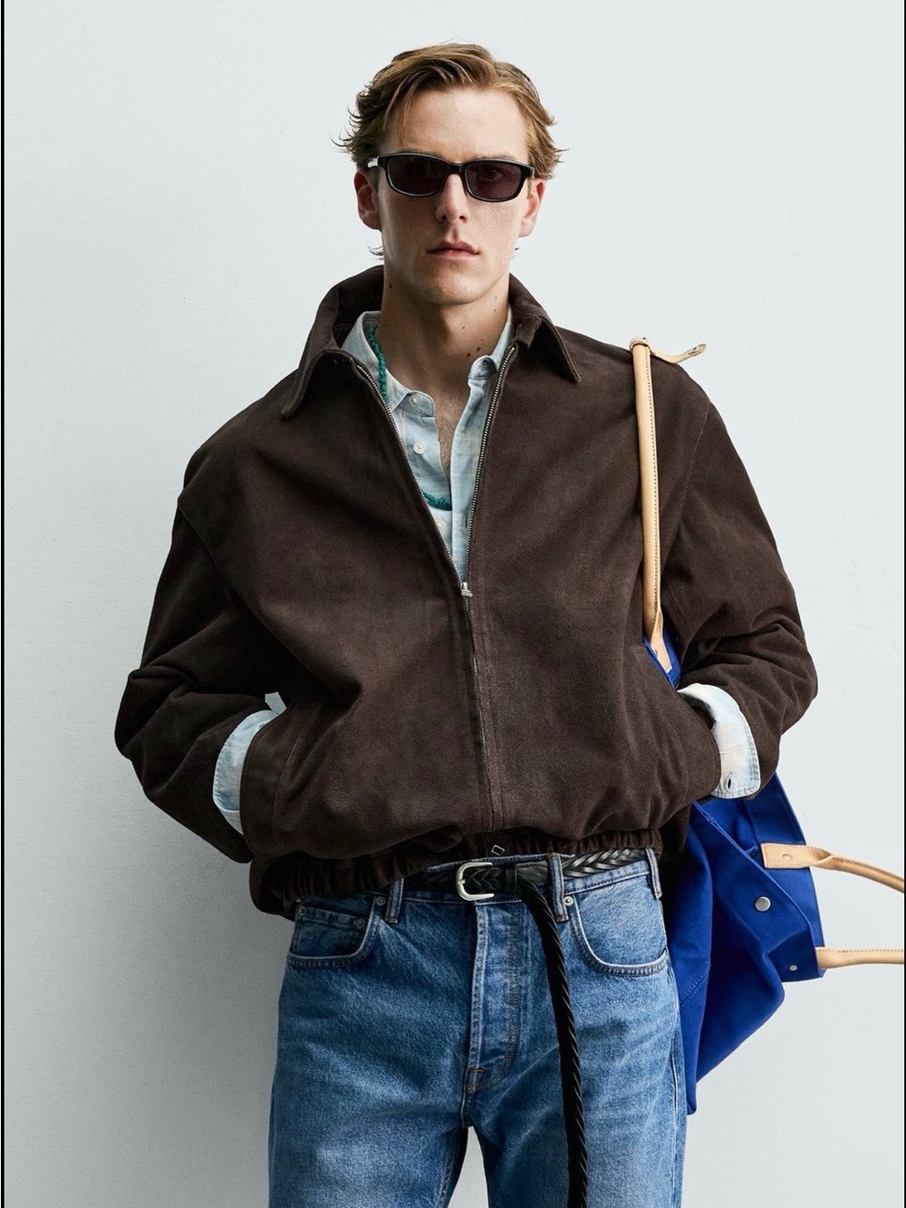 Zara x Aaron Levine Suede Leather zip -Front Jacket-size M (BNWT) - Picture 3 of 12